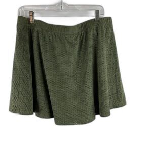 Candies Womans XL Skirt Olive Green Cut Out Pattern Fully Lined